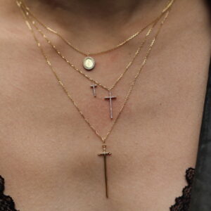Moore — Collier Deux Croix Pendantes Diamants - Thumbnail Image 2