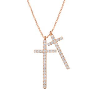 Moore — Collier Deux Croix Pendantes Diamants