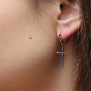 Alicia — Créoles Croix Splendide Diamants - Thumbnail Image 2