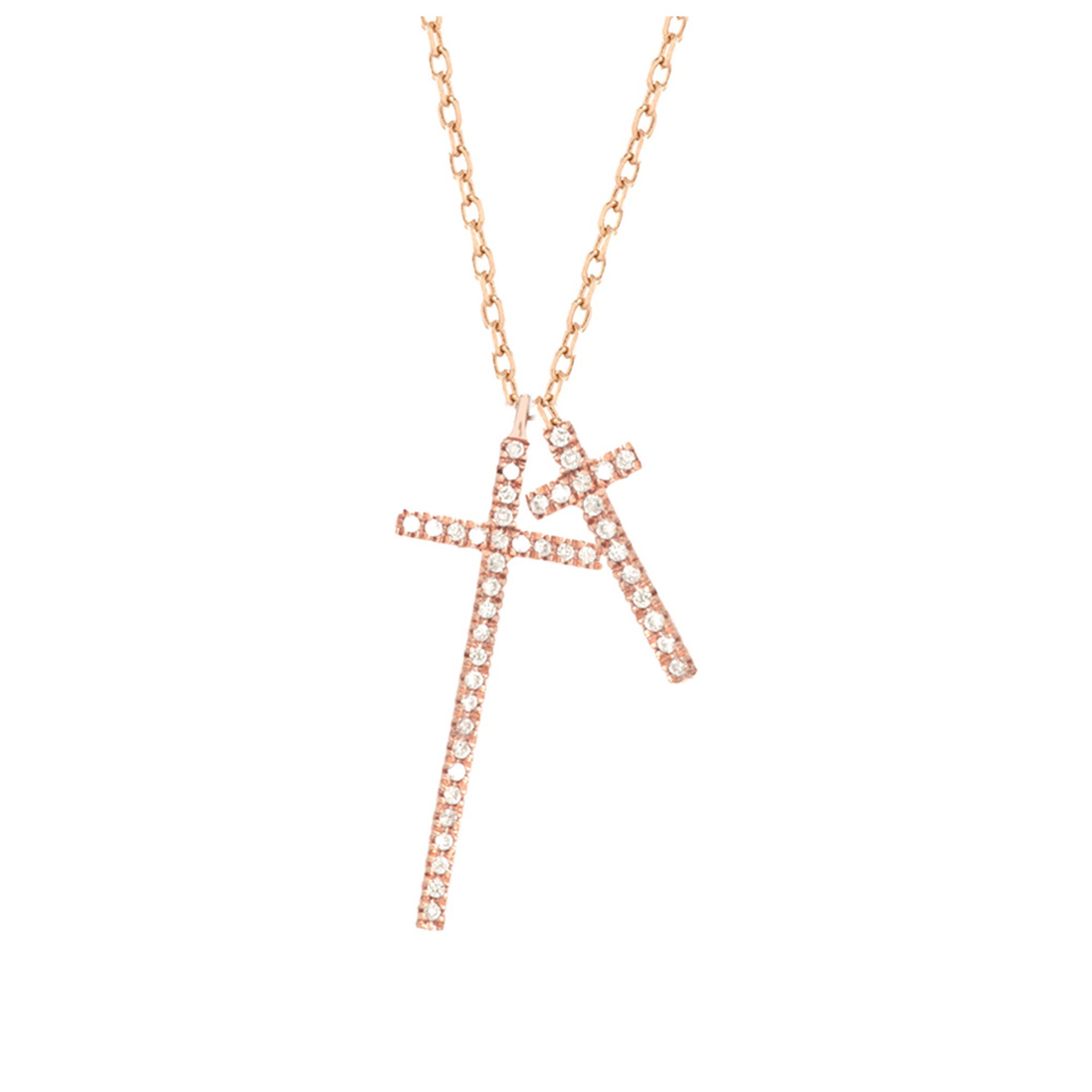Moore — Collier Deux Croix Pendantes Diamants – Image 1