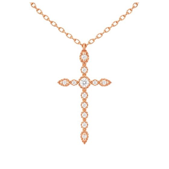 Alaya, collier croix en or 18 carats et diamants