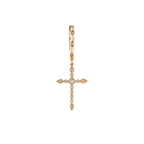 Alaya, créoles croix en or 18 carats et diamants