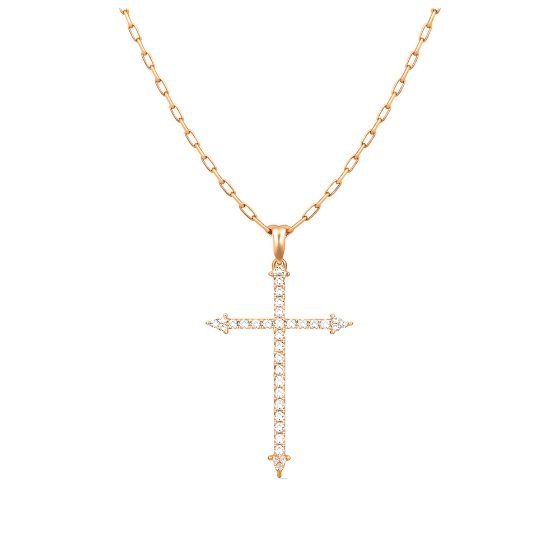 Alicia, collier croix en or 18 carats et diamants