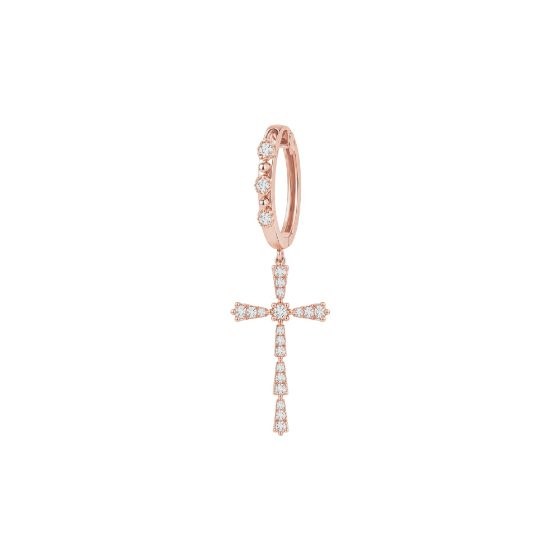 Avalon, créoles croix en or 18 carats et diamants