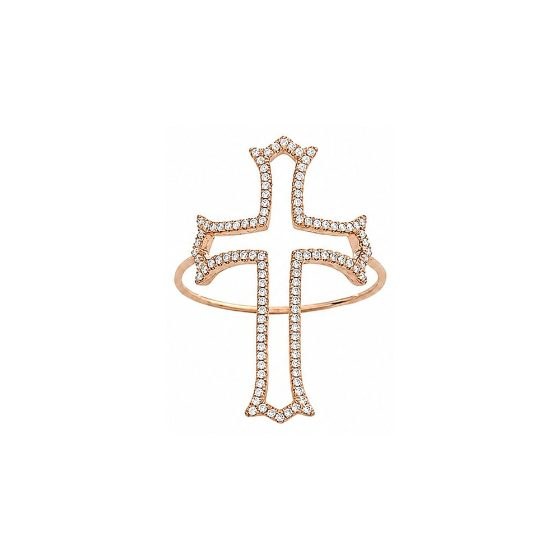 Concrete, bague croix latine croix en or 18 carats et diamants