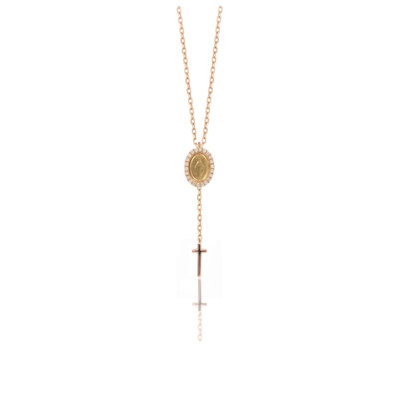 Karti, chapelet long médaillon Madonne et croix