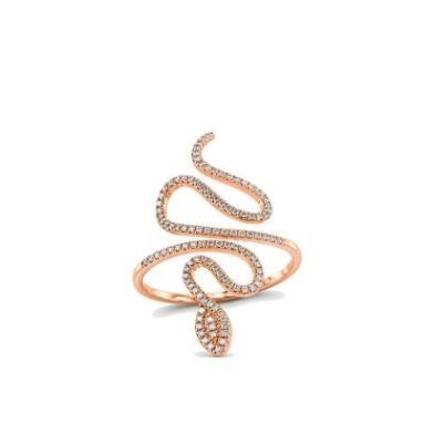 Bogda, bague serpent sinueuse pavée de diamants en or 18 carats