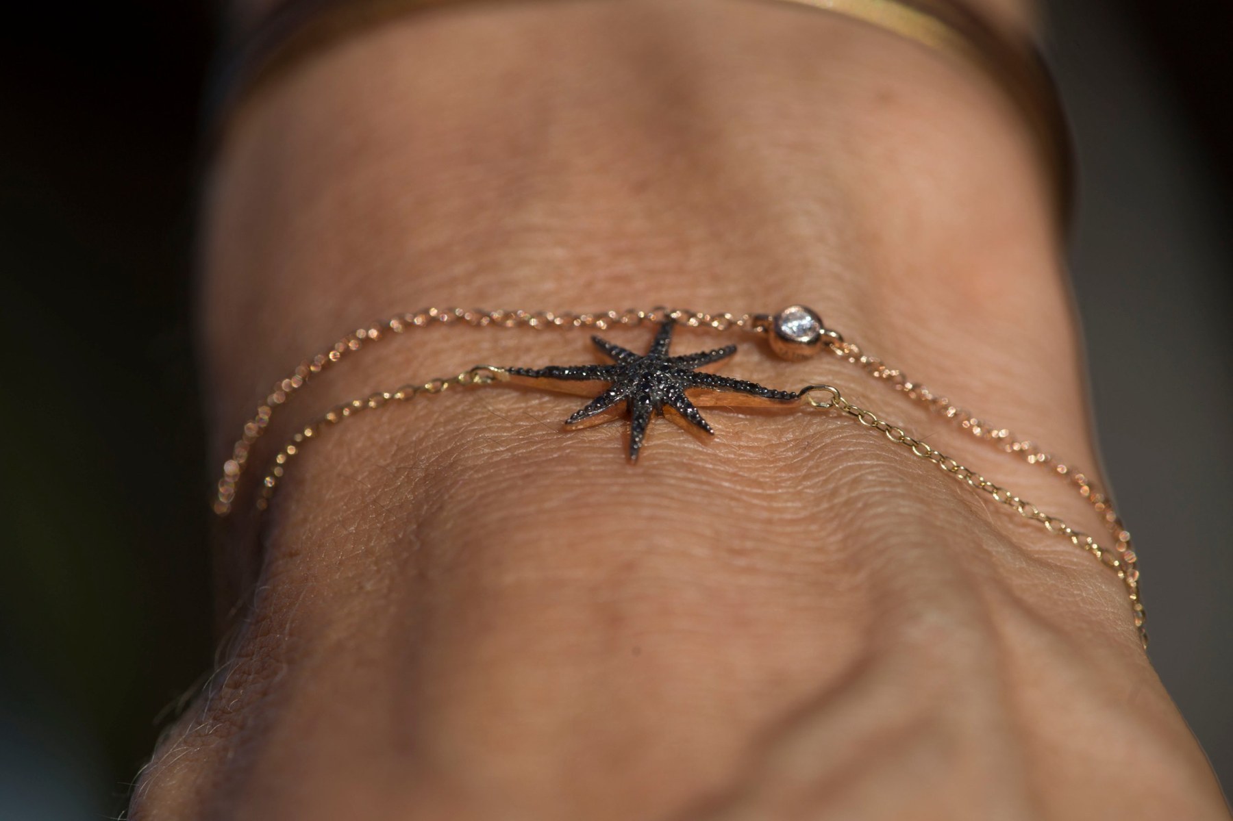 Bracelet Stardust étoile en diamants noirs sur or rose